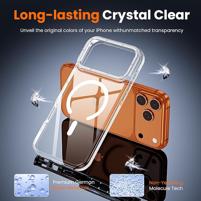 toushion 3 in 1 for iPhone 17 Pro Case Clear Bumper, Fits MagSafe, Shockproof - Image 5