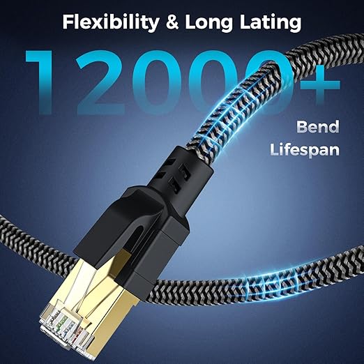 Cat 8 Ethernet Cable 25FT, High-Speed Braided Internet Cable Network Cord - Image 6