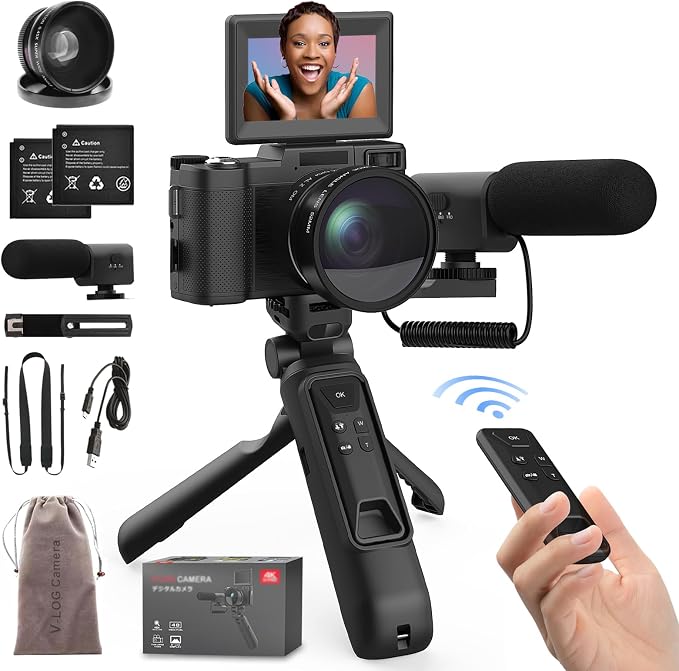 Digital Camera with Creator Accessory Kit 4K Photography Cameras 48MP Remote by NOVZZOVAZ