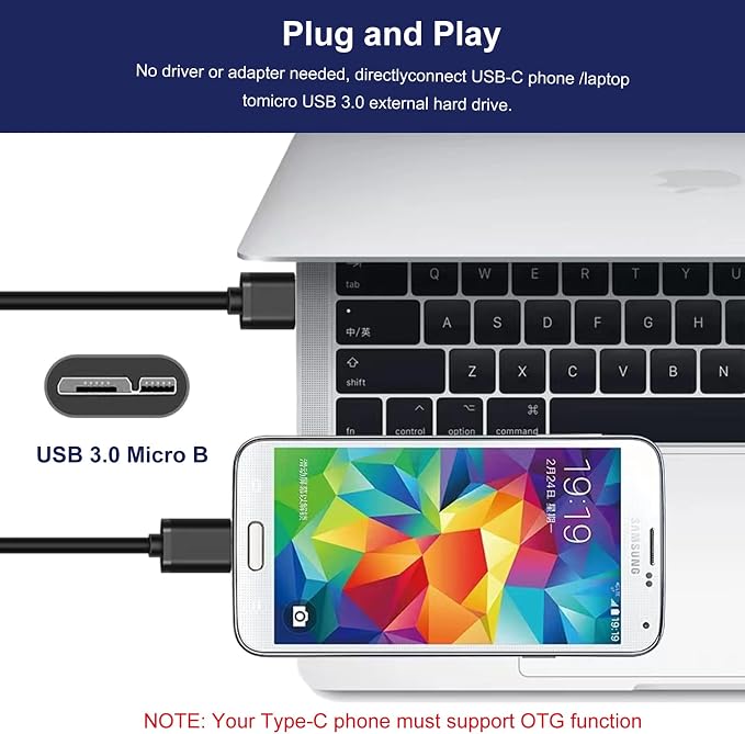 USB C to Micro USB 3.0 Fast Charging Cable 10Gbps High-Speed Sync Data Transfer - Image 7