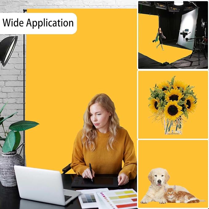 Yellow Photo Backdrop, Photo Booth Portrait Photography Background, Studio - Image 3