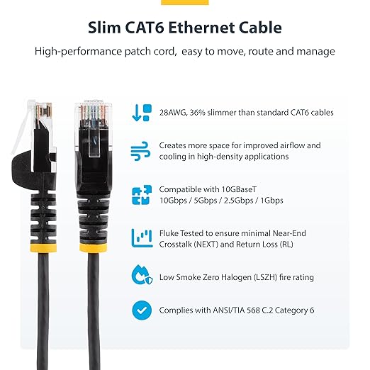 StarTech.com 4ft Gray Slim CAT6 Ethernet Cable, Snagless RJ45, 28AWG Pure Bare - Image 2