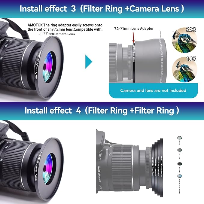 72mm Lens to 77mm Camera Lens Adapter, 72mm to 77mm Filter Step up Ring Adapter - Image 7