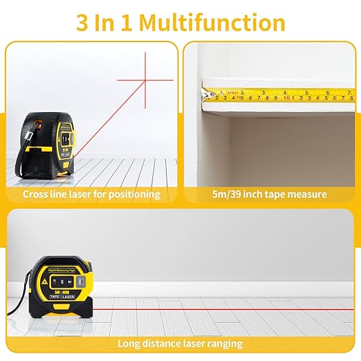 5m/16ft Digital Laser Tape Measure, WTWD 100m/328ft Laser Distance Measure - Image 6