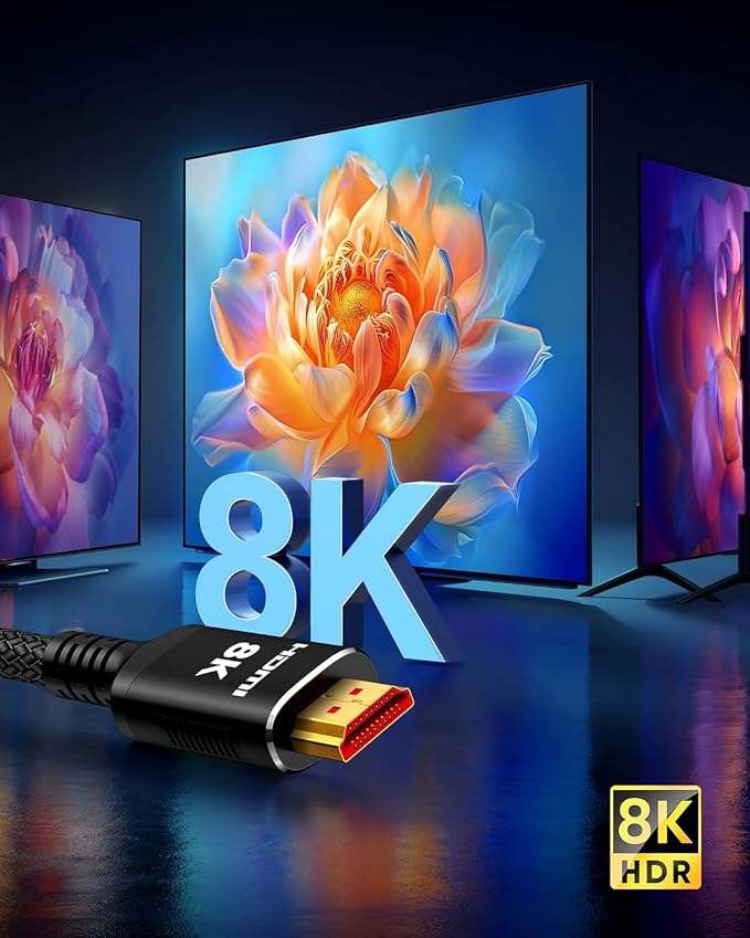 Snowkids 8K HDMI Cable 8 FT, Non-Slip Nylon Braided, 48Gbps Ultra High-Speed - Image 5