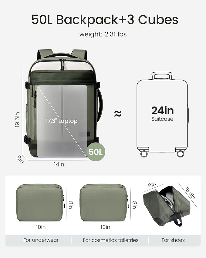 LOVEVOOK 50L Travel Backpack for Women, Airline Approved Carry On Luggage - Image 5
