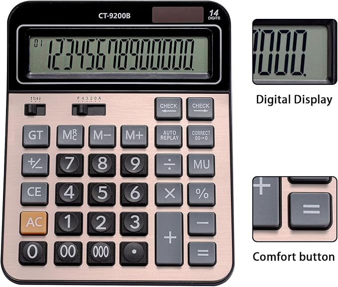 Large Computer Electronic Calculator Counter Solar & Battery Power 14 Digit - Image 6