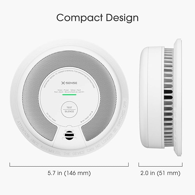 X-Sense 2-in-1 Smoke and Carbon Monoxide Detector Alarm, 10-Year - Image 3