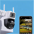 Outdoor Camera 3 Lens, 8X Hybrid Zoom WiFi Security Cameras Wired 24/7 Recording by Anssipo