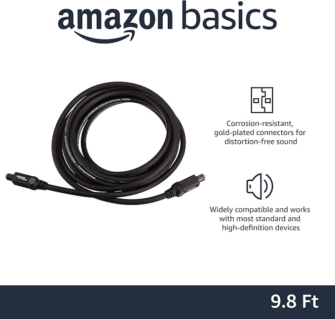 Amazon Basics Toslink Digital Optical Audio Fiber Optic Cable, - Image 2