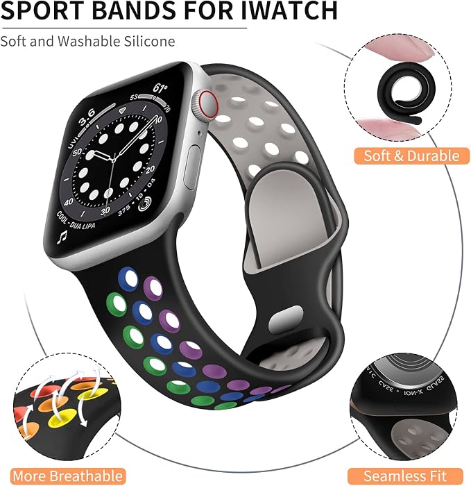 Lerobo Compatible with Apple Watch Band 41mm 42mm 40mm 38mm, Soft Silicone - Image 8