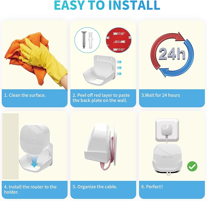 2Pack Wall Mount Holder for eero 6 Plus 6+ and eero 6 Router Mesh Wi-Fi System - Image 6