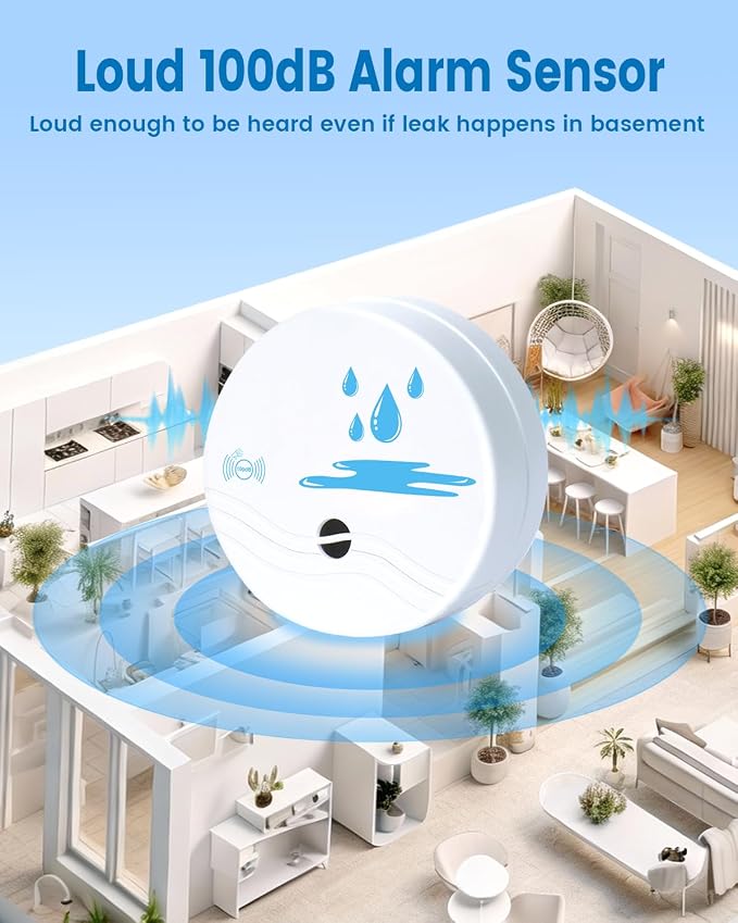10 Pack Water Leak Detectors for Home, 100dB Waterproof Water Sensor Alarm Leak - Image 3