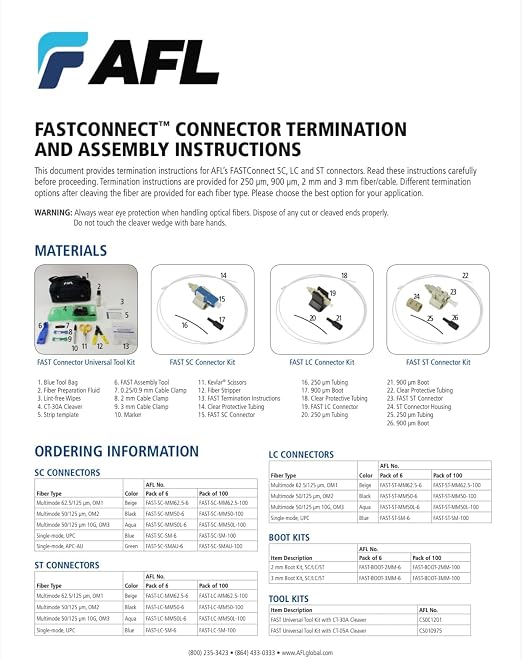 AFL Fast-SC-SMAU SM SINGLEMODE 0.9MM/0.25MM Fiber Connectors - Image 3
