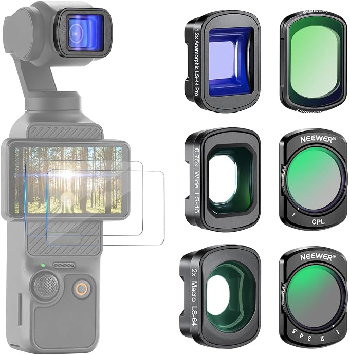 NEEWER Filter Set, Variable ND2-32, 1/4 Black Diffusion, 0.75x Wide Angle by Neewer