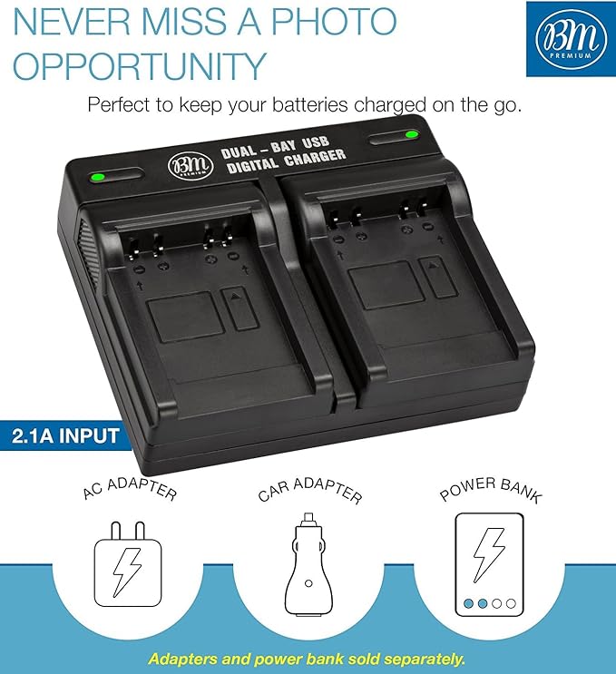 BM Premium 2 Pack of LB-015 Batteries and Dual Bay Battery Charger - Image 3