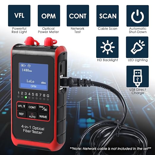 4 in 1 Optical Power Meter Network Tester FC/SC/ST Universal Interface Fiber - Image 2
