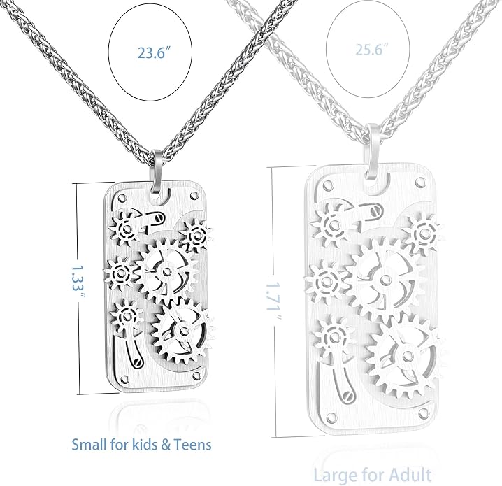 Stainless Steel Mechanical Rotatable Gear Pendant Necklace - Image 5