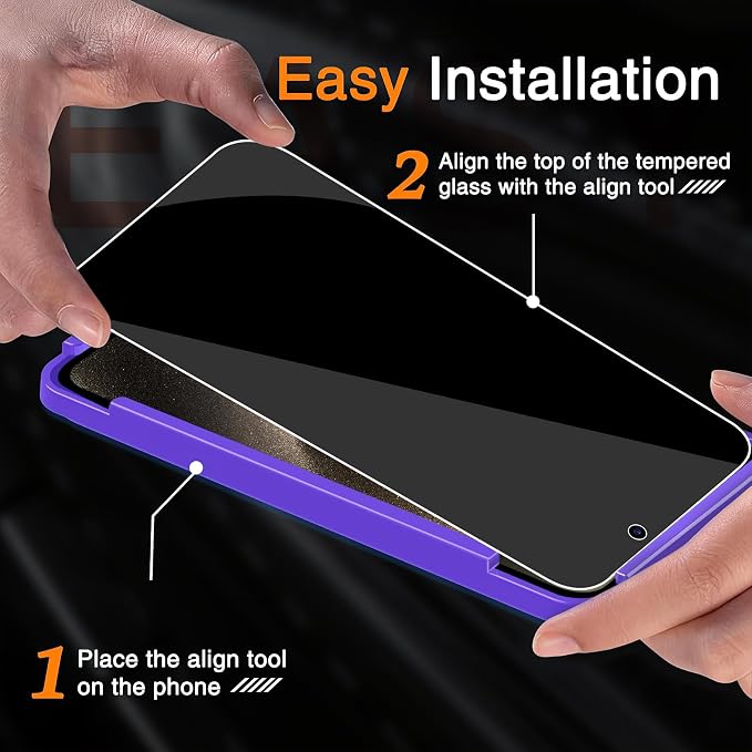 Wiaocit 3 Pack Tempered Glass Privacy Screen Protector - Image 3