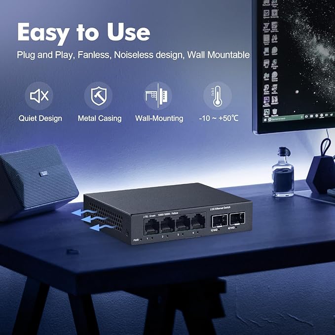 6 Port 2.5G Switch, 4 x 2.5GBASE-T Ports - Image 4