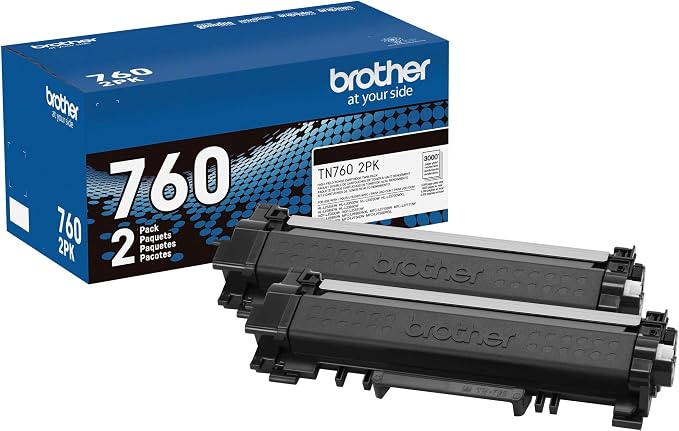 Brother Genuine High-Yield Black Toner Cartridge Twin Pack TN760 2Pk, 2 Pack by Brother