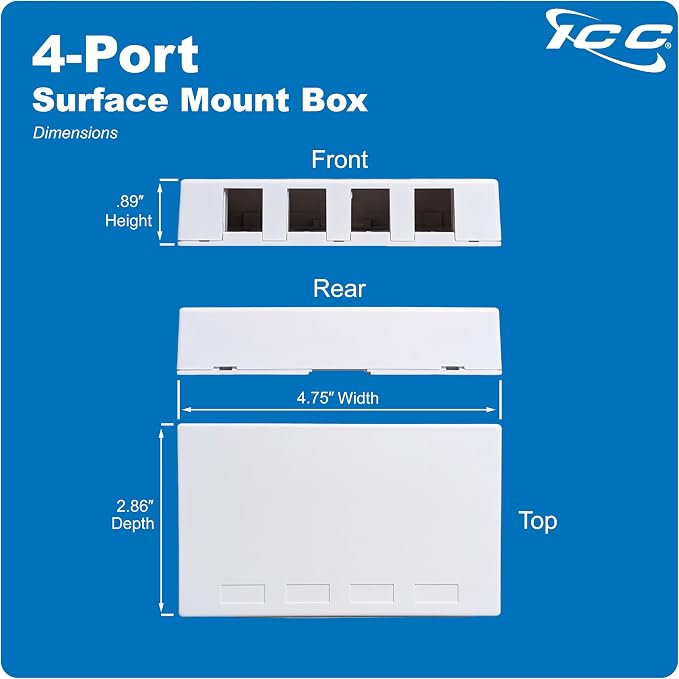 ICC 4 Port Surface Mount Box in White, Works - Image 9