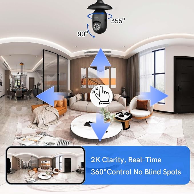2K Light Bulb Camera Outdoor, 2.4/5GHz Wi-Fi 6 Security Cameras Wireless Outdoor - Image 3