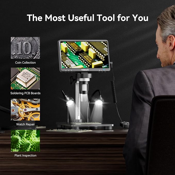 TOMLOV DM9B 7" Digital Microscope: 1080P 1200X Coin Microscope Magnifier - Image 8