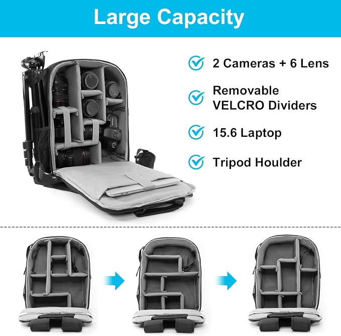 CADeN Camera Backpack Bag for DSLR/SLR Mirrorless Camera Waterproof - Image 3