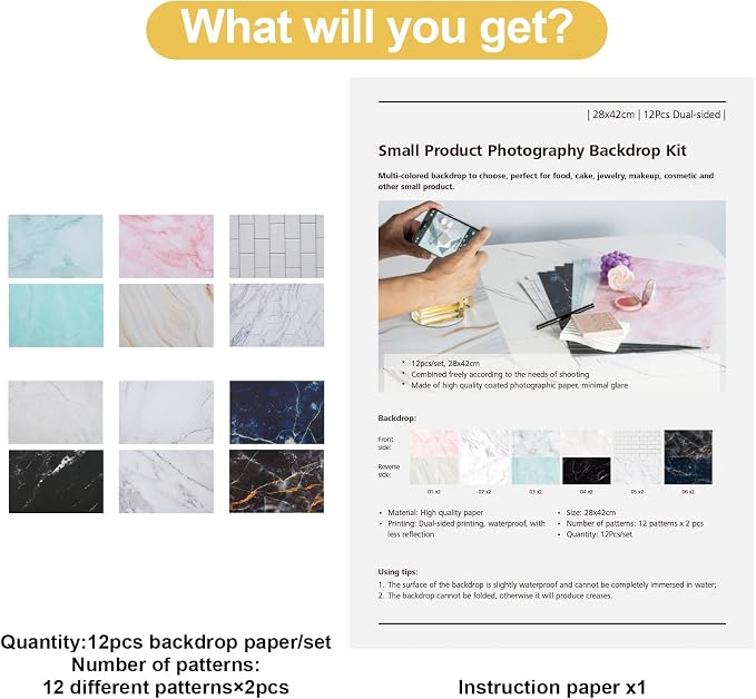 12PCS 12Patterns Product Photography Backdrops, Photo Backdrop Double Sided - Image 5