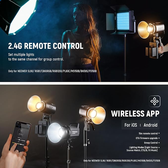 NEEWER MS60B LED Video Light 2.4G/APP Control, 65W Metal Mini Compact COB - Image 5