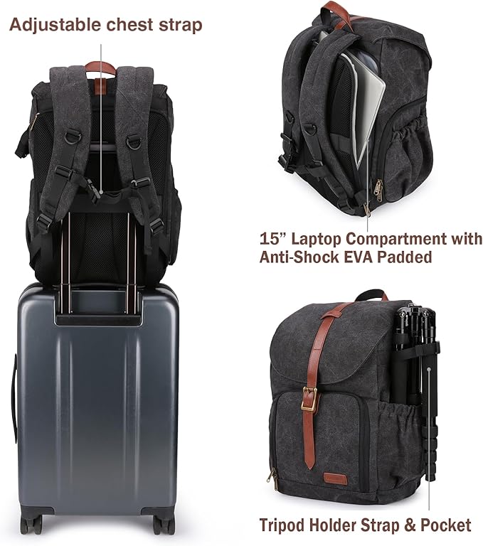 BAGSMART Camera Backpack, DSLR SLR Waterproof Camera Bag, Anti-Theft - Image 5