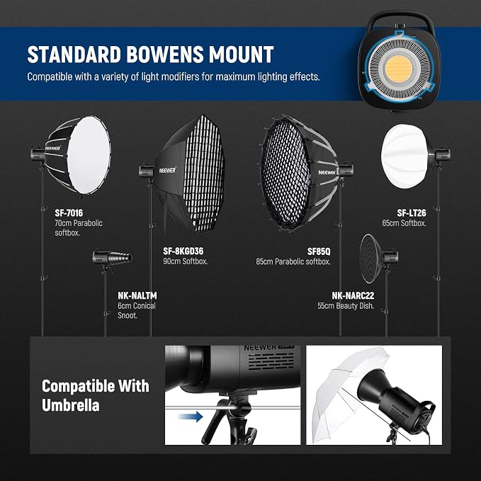 NEEWER CB60B 70W LED Video Light 2.4G/APP Control, Bi Color 2700-6500K 34000Lx - Image 7