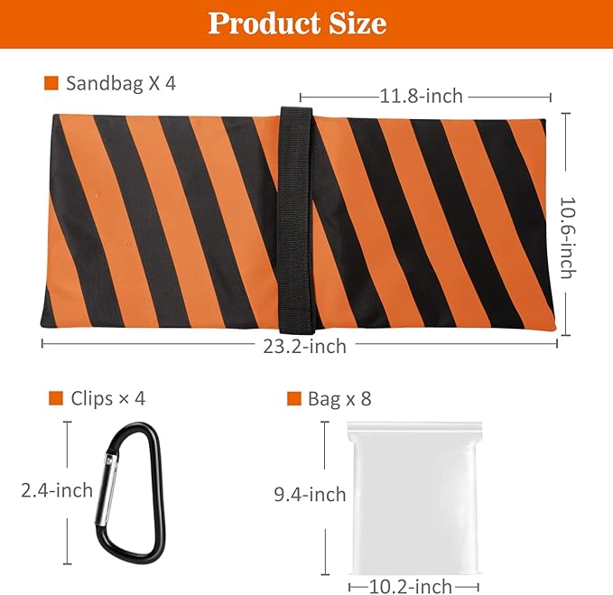 4 Packs Orange Sandbag Weight Bags - Image 4