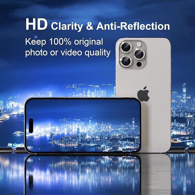 Misea Compatible for iPhone 16 Pro/iPhone 16 Pro Max Camera Lens Protector Bling - Image 4