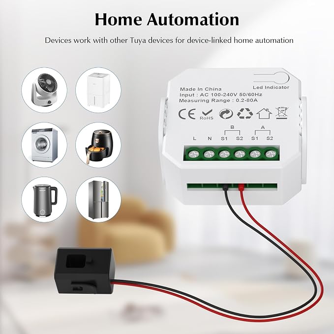 eMylo 1-Channel WiFi Power Meter 80A Smart Energy Monitor, Clamp-on Ammeter - Image 6
