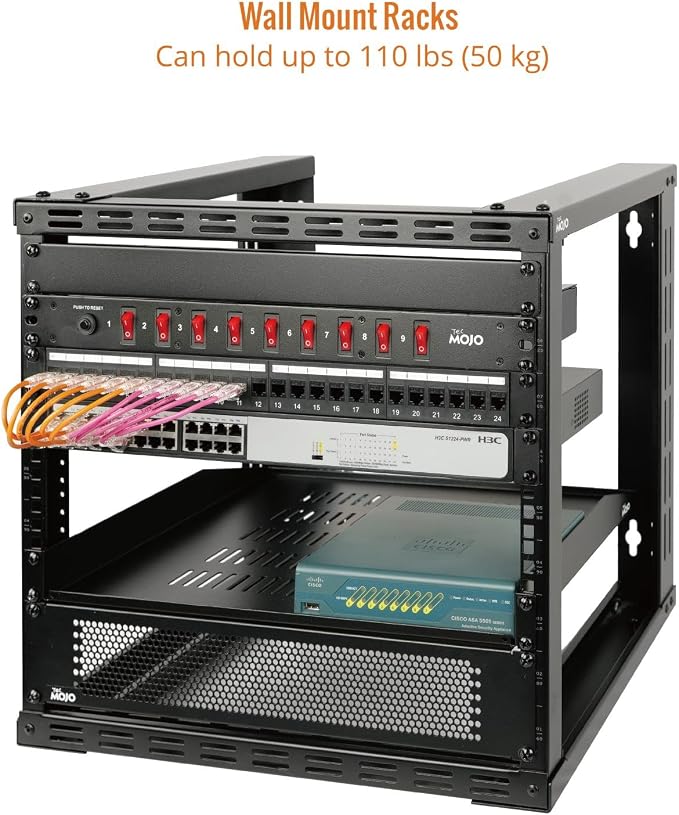 Tecmojo 9U Wall Mount Rack, Wall Mount Network Rack 24.8in Depth, Open Frame - Image 3