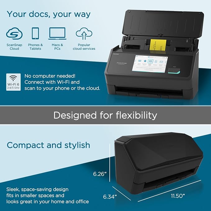 ScanSnap iX2500 Premium Wireless or USB High-Speed Cloud Enabled Document - Image 3