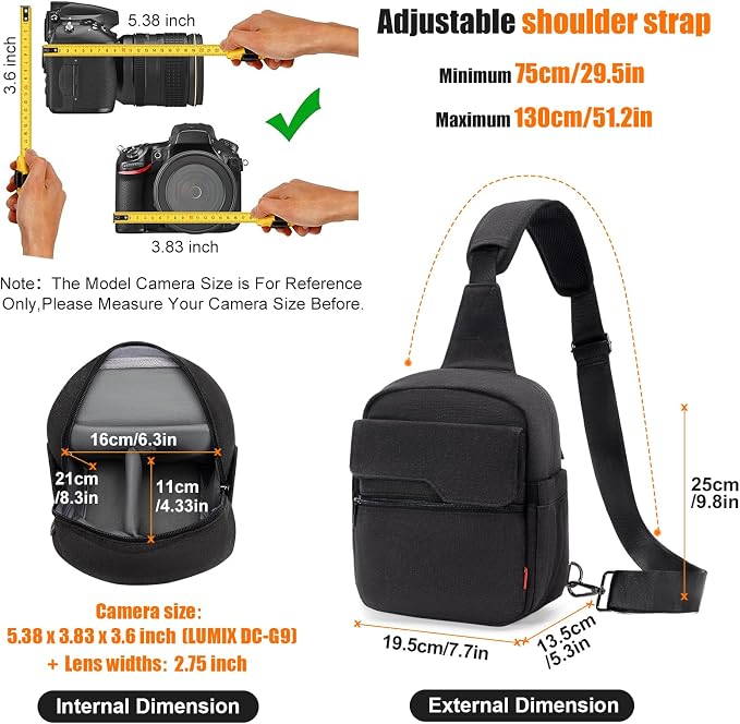 Cwatcun Camera Sling Bag Compact Small Camera Case, Waterproof Canvas Crossbody - Image 3