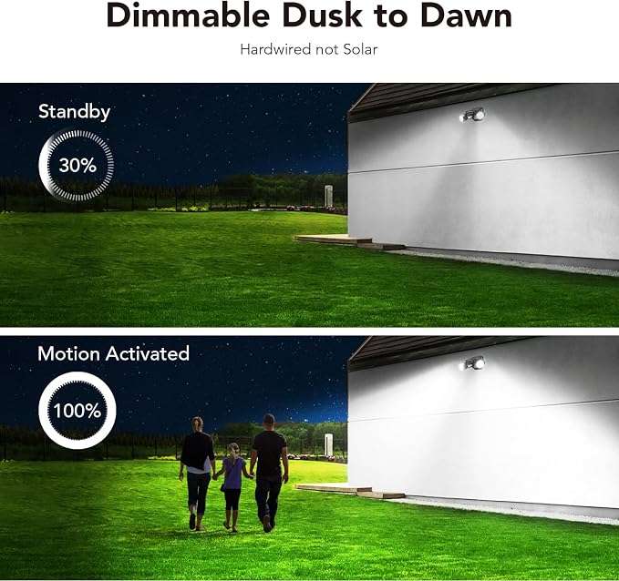 OREiN Motion Sensor Outdoor Security Lights, Dual-Head Adjustable LED Flood - Image 7