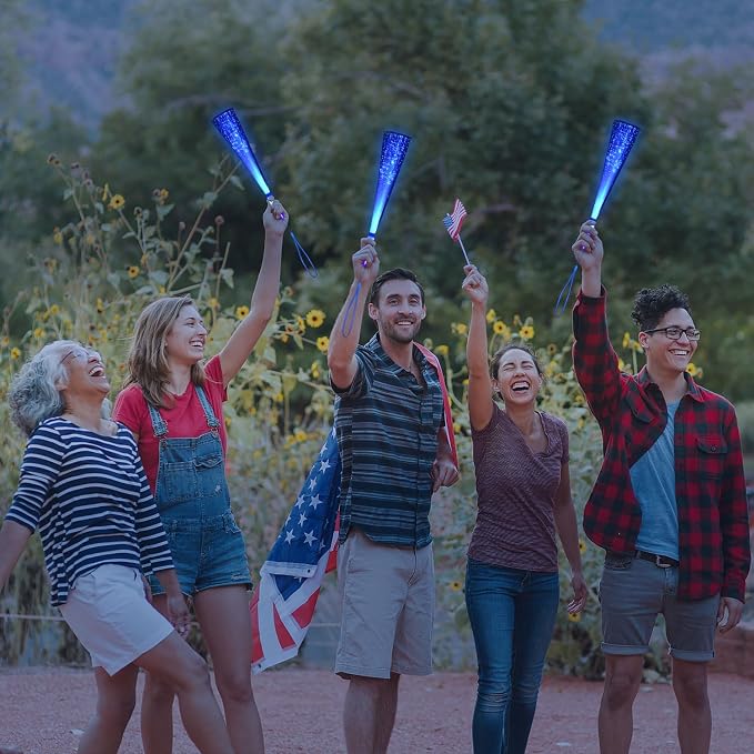 12 Pack Blue Glow Fiber Optic Wands Bulk Light Up Wand Glow Sticks - Image 6