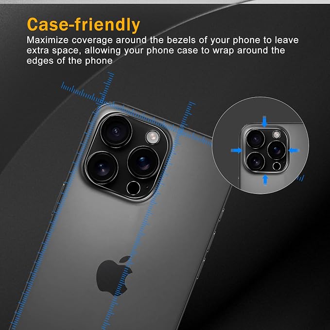 3 Pack Camera Lens Protector for iPhone 16 Pro/16 Pro Max, Tempered Glass - Image 3