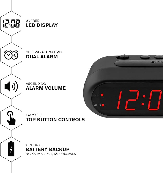 Sharp Easy-Set Digital Alarm Clock - Image 2