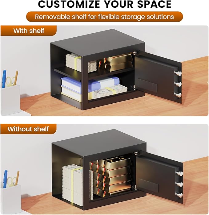 Home Safe Box, Safes with Fireproof Waterproof Bag, 9.84'' H Anti-Theft Digital - Image 2