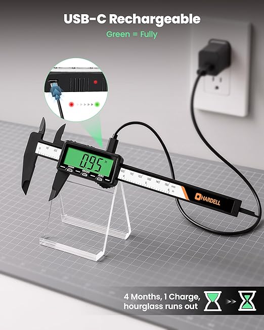 HARDELL Rechargeable Digital Caliper 6", Plastic Calipers - Image 2