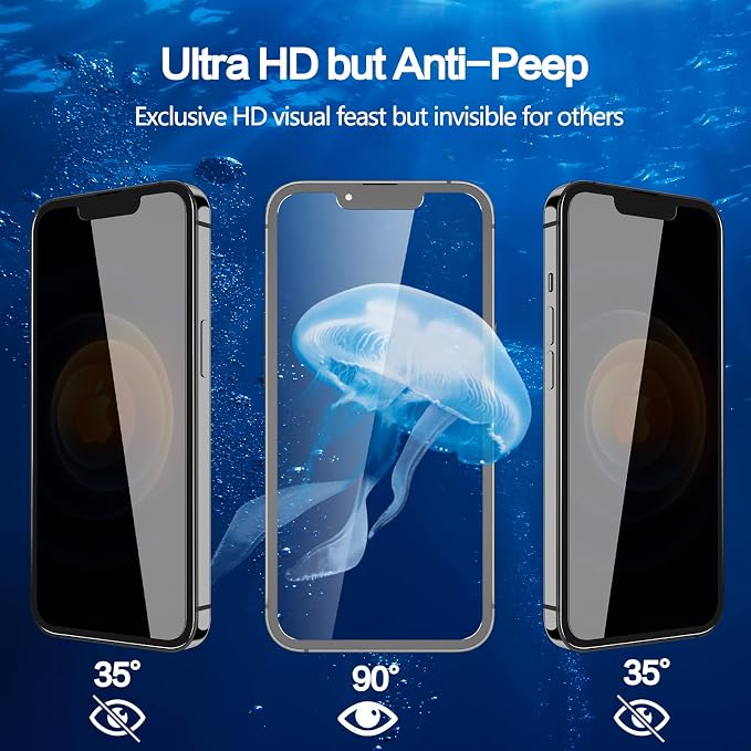 YMHML Privacy Screen Protector for iPhone 12 / iPhone 12 Pro，Anti-Spy Tempered - Image 3