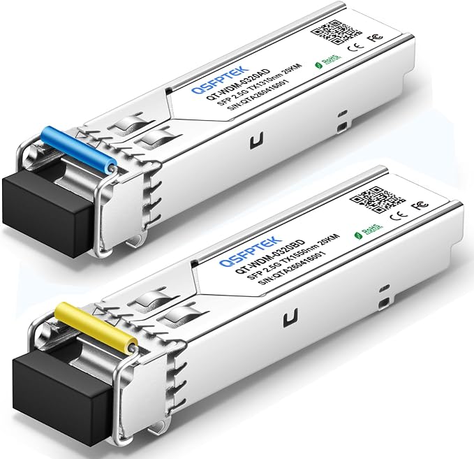 1 Pair 2.5Gbase-BIDI 20KM SFP Module, Gigabit Fiber Ethernet Transceiver by QSFPTEK
