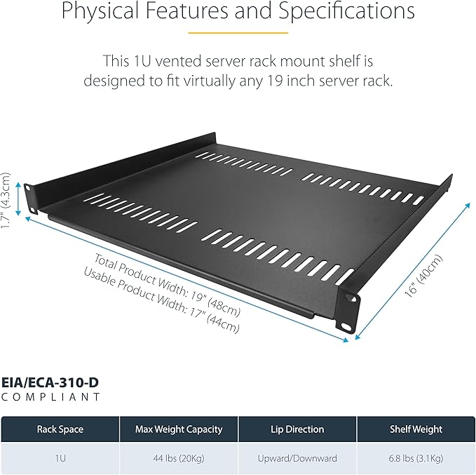 StarTech.com 1U Server Rack Shelf - Image 3