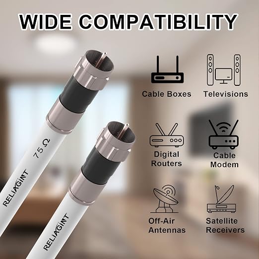 100ft RG6 Coaxial Cable White, 75 Ohm Coax Cable - Image 5
