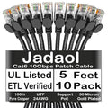 Jadaol Cat 6 Ethernet Cable 5 ft 10Pack, Outdoor&Indoor, 10Gbps Support Cat8/7 by Jadaol